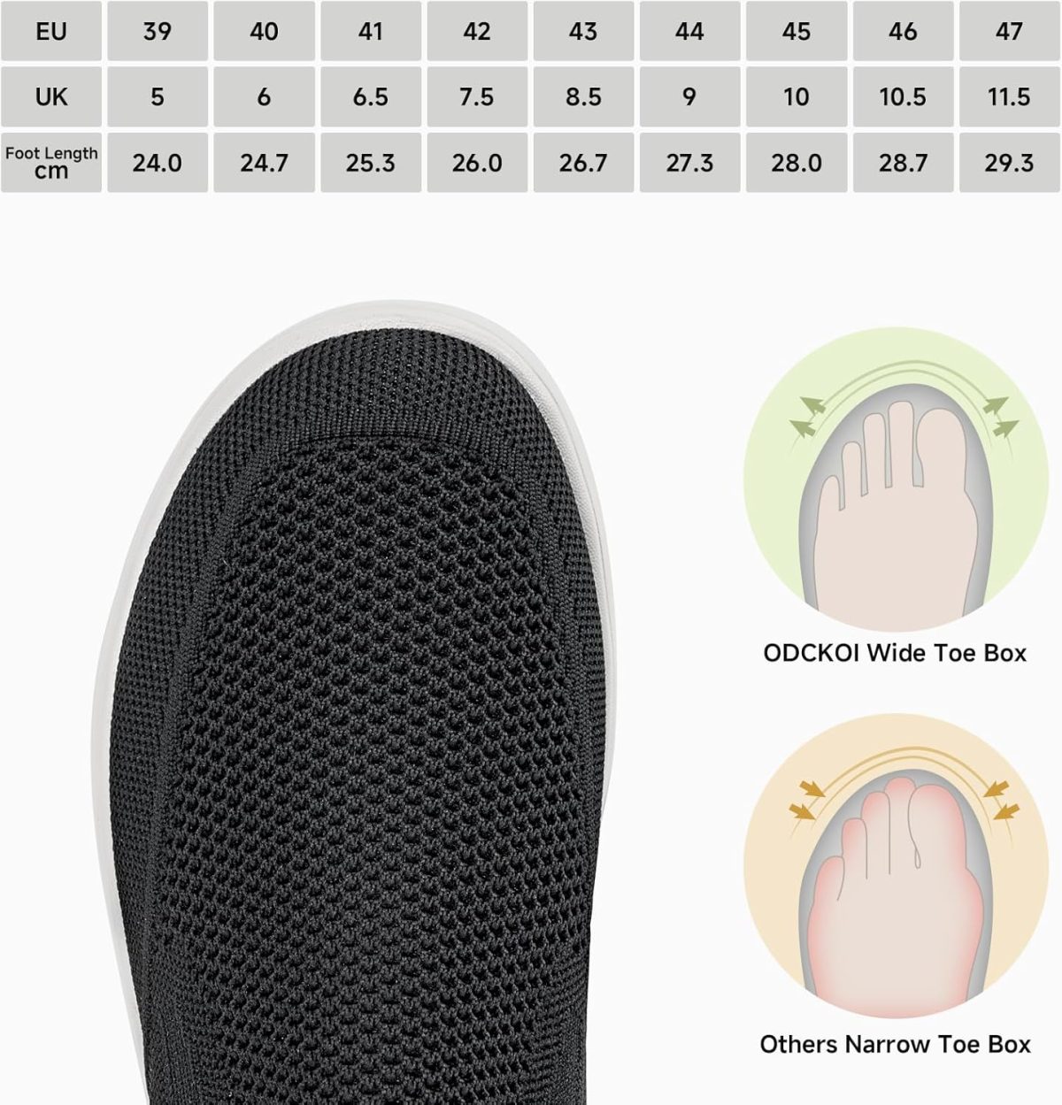 ⁦ODCKOI Slip on Shoes Men Hands Free Comfortable No Laces Sneakers Casual Gym Jogging Loafer Trainers⁩ - الصورة ⁦4⁩