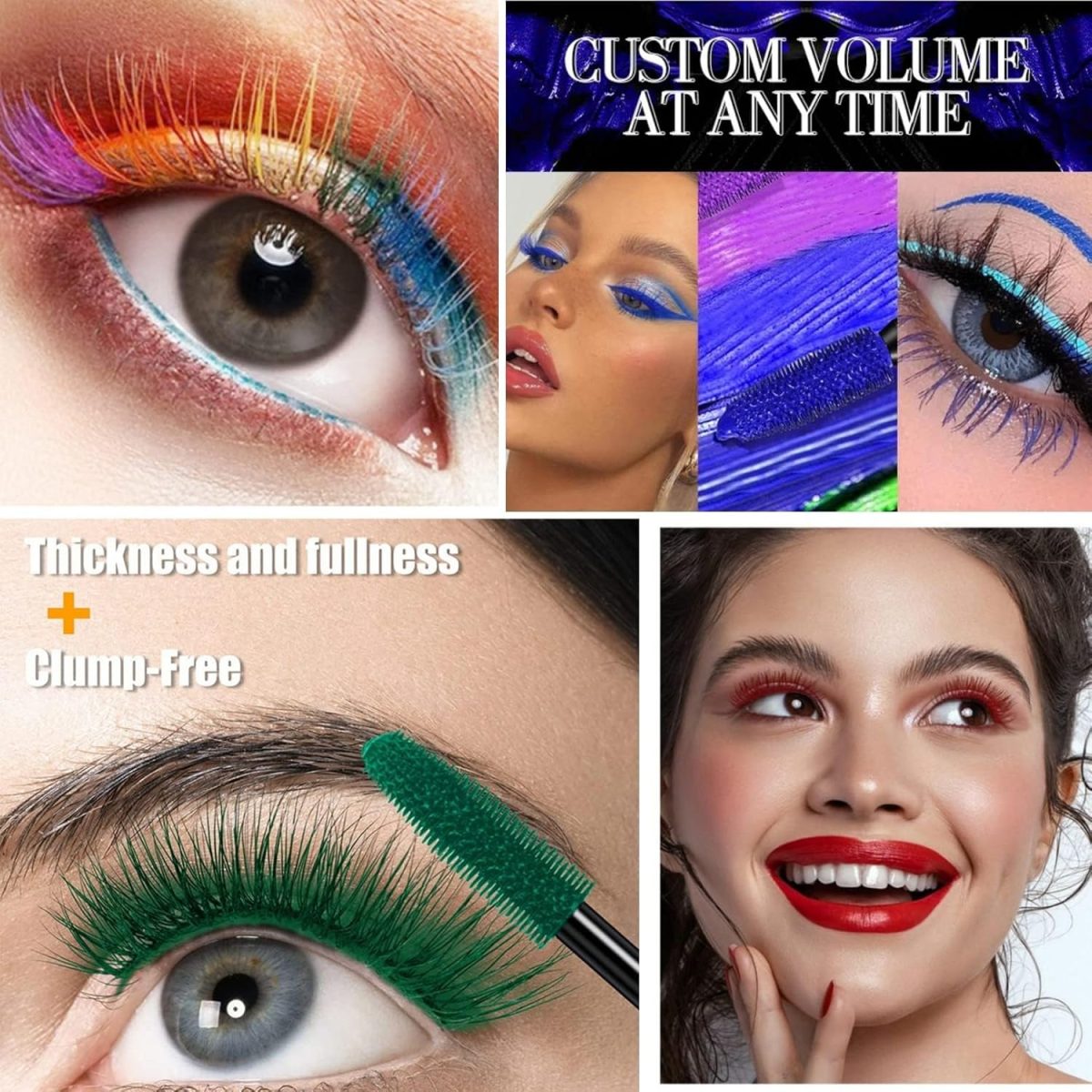 ⁦Colored Mascara Set, 6 Colors Colored Mascara Set, Washable Makeup Volumizing for Eyelashes Charming Long Lasting Colorful for Eyelashes Eye Makeup⁩ - الصورة ⁦7⁩