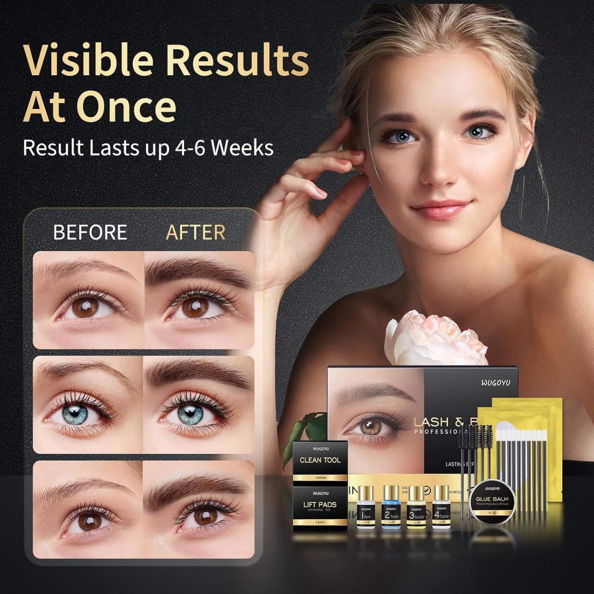 ⁦Lash Lift Kit - Brow Lamination Kit, Eyebrow Lamination Kit, Professional Eyelash & Brow 2 IN 1 Perm Kit, Eyebrow lift Kit, Fuller & Thicker Brows Suitable for Salon & Home Use, Lasts For 4-6 Weeks⁩ - الصورة ⁦3⁩
