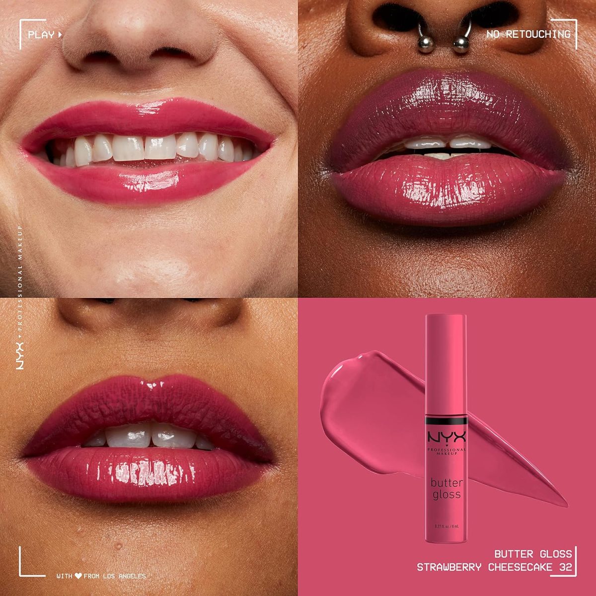 ⁦NYX Professional Makeup Butter Gloss, Strawberry Cheesecake 32⁩ - الصورة ⁦3⁩