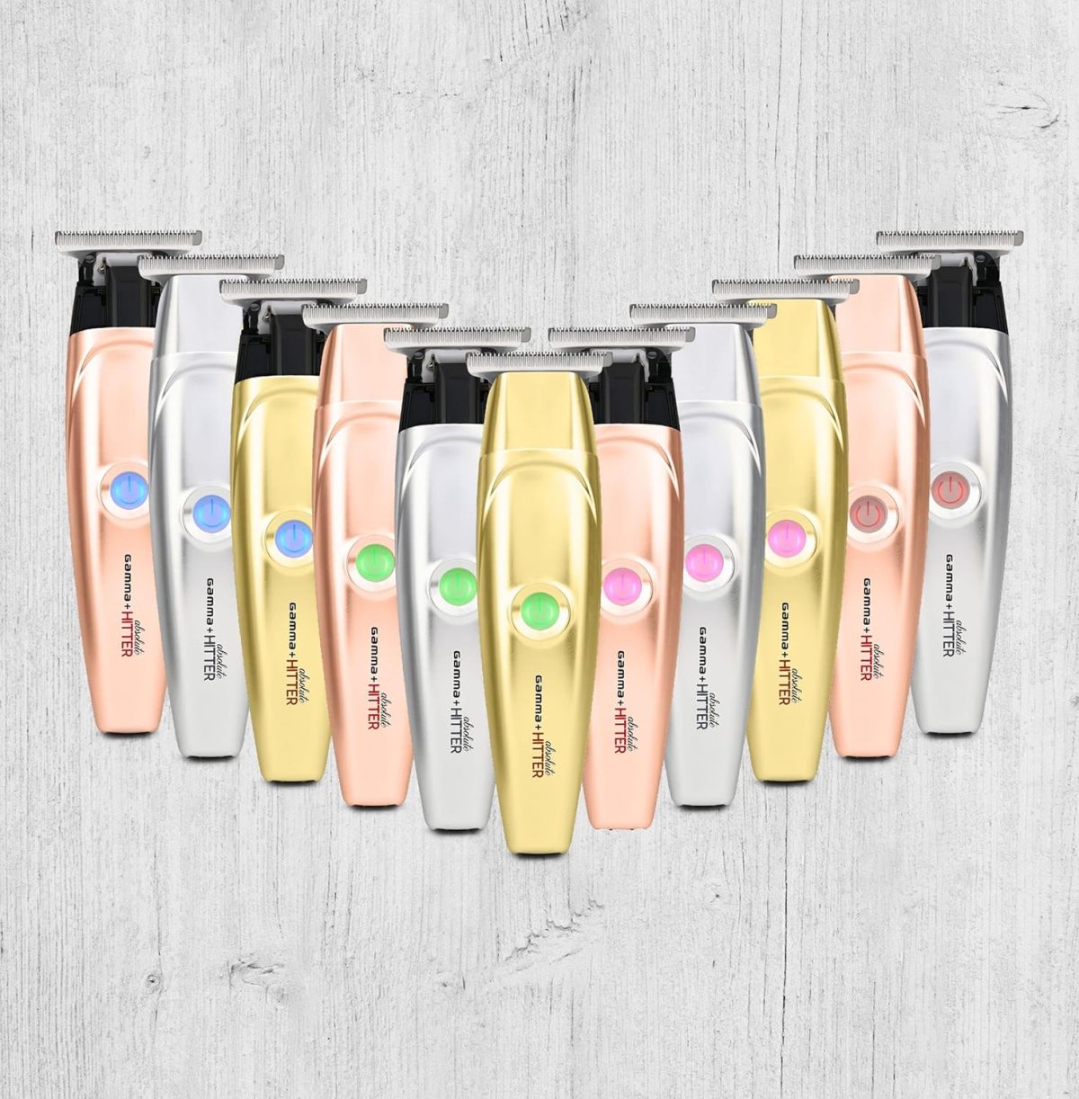 ⁦GAMMA+ Absolute Hitter Professional Cordless Hair Trimmer, Modular Color Lids, 3 Guards, 3 Modular Color Lids Included (Matte Chrome, Rose Gold, Gold)⁩ - الصورة ⁦5⁩