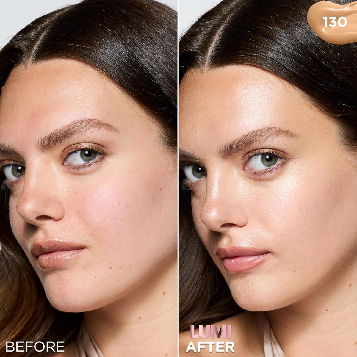 ⁦L'Oreal Paris Lumi Le Glow Skin Tint, Lightweight Water-Based Tinted Serum with Foundation-Like Coverage, Glow Illuminator, Warm 130, 0.85 Fl Oz⁩ - الصورة ⁦2⁩
