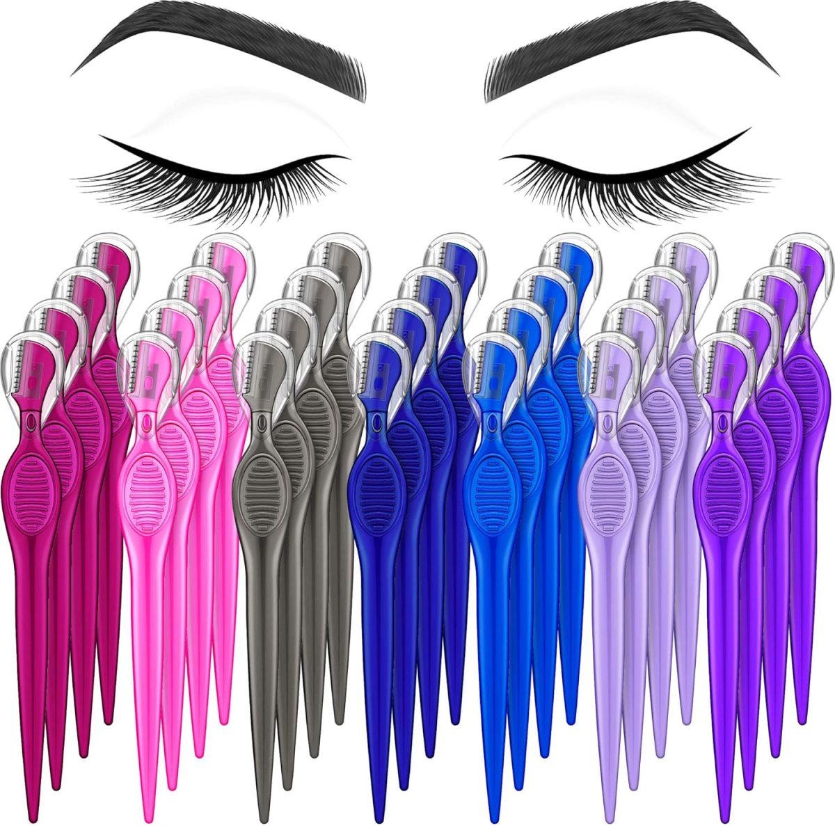 Mudder 28 Pcs Eyebrow Razor Knife Shaver Trimmer Shaver Multipurpose Exfoliating Tool Facial Hair Removal for Women Valentine‘s Day Giving(Assorted Colors)