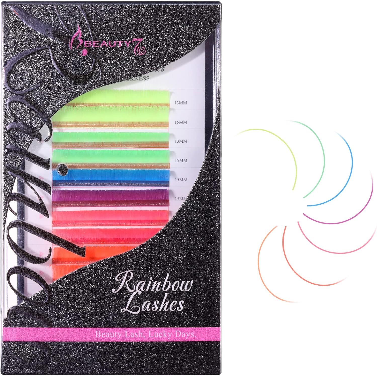 91KdzuLxFIL._AC_SL1500_.jpg Beauty7 Colored Lash Extensions Easy Fan Neon Rainbow Lashes 7 Colors Classic Lashes Volumn Lashes Ombre Lash Extensions Self Fanning D+ Curl 0.07mm 13mm 15mm Dramatic Eyelashes - الصورة 2