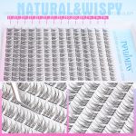 ⁦TNFVLONEINS Natural Lash Extension Kit 168Pcs Lash Clusters Kit Wispy Eyelash Extensions 9-12MM Individual Lashes Extensions with Bond and Seal Lash Glue and Eyelash Extension Tweezers DIY at Home⁩ - الصورة ⁦4⁩