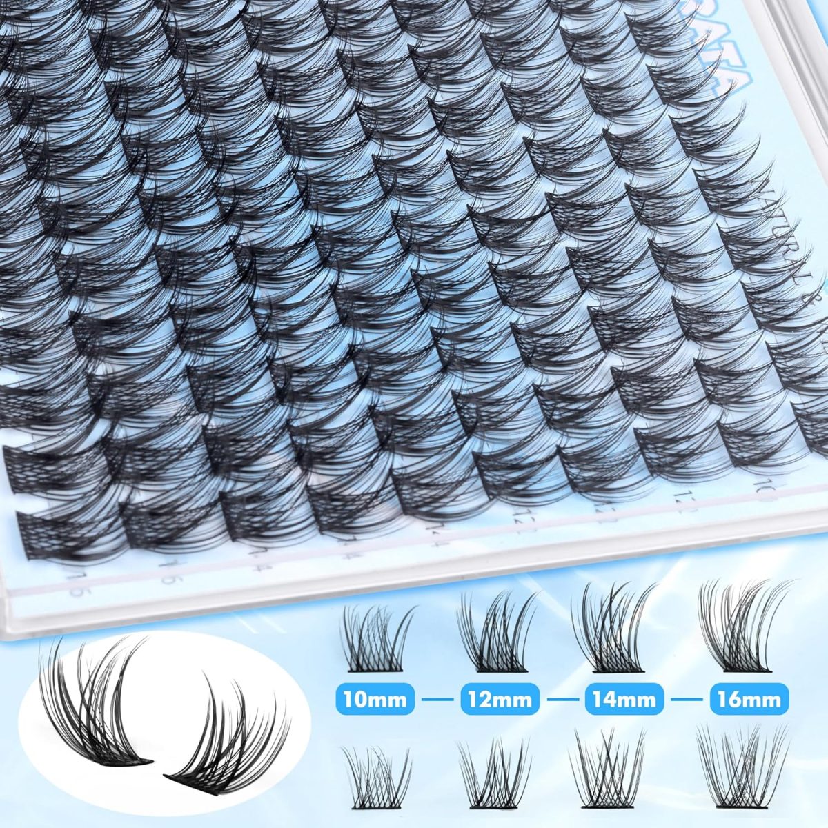 ⁦PHKERATA Natural Lash Clusters Wispy Eyelash Clusters 110Pcs Cluster Eyelash Extensions C Curl Individual Lashes 10-16MM Mix Length Natural Look Lashes Clusters with Thin Lash Band⁩ - الصورة ⁦4⁩