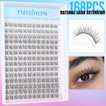 ⁦TNFVLONEINS Natural Lash Extension Kit 168Pcs Lash Clusters Kit Wispy Eyelash Extensions 9-12MM Individual Lashes Extensions with Bond and Seal Lash Glue and Eyelash Extension Tweezers DIY at Home⁩ - الصورة ⁦3⁩