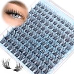 PHKERATA Natural Lash Clusters Wispy Eyelash Clusters 110Pcs Cluster Eyelash Extensions C Curl Individual Lashes 10-16MM Mix Length Natural Look Lashes Clusters with Thin Lash Band