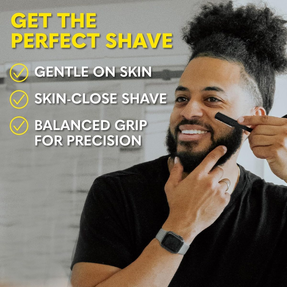 ⁦Khazna Straight Razor for Men - Premium Single Derby Blade Cutthroat Razor - 10 Replaceable Stainless Steel Blades - Barber Straight Edge Razor Kit - Navajas Para Barbero - Includes Leather Case⁩ - الصورة ⁦4⁩