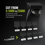 ⁦ماكينة حلاقة الكل في واحد للشعر الكامل واللحية والاذنين والانف والجسم، بطارية ليثيوم قوية، رؤوس قابلة للغسل ورأس شفرة عريضة على شكل حرف T لتشذيب واسع، قص بطول 0.5 ملم الى 25 ملم، 210 دقيقة من الشحن⁩ - الصورة ⁦8⁩