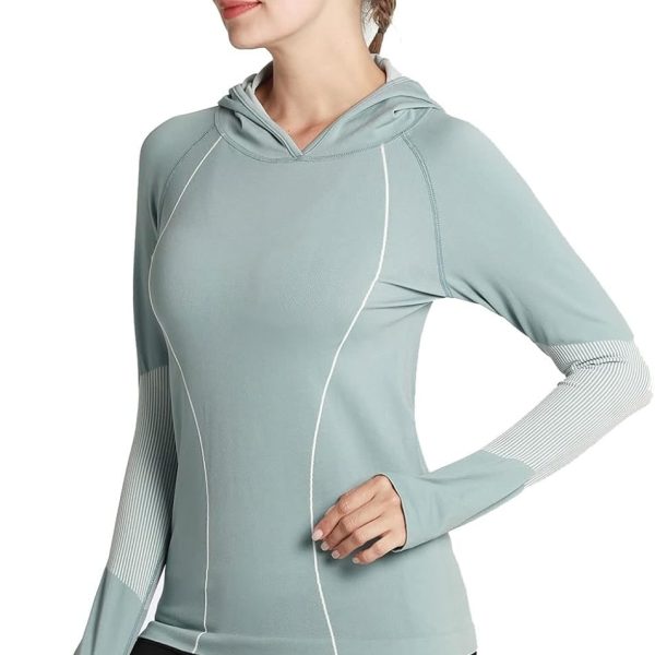 BoWang-Shop Women's Sweater Women Sports Sweatshirts Seamless Sport Shirt Long Sleeve Yoga Top Jersey Running Shirt Clothes Fitness Dry Fit Hoodies (Color : Green, Size : Small)