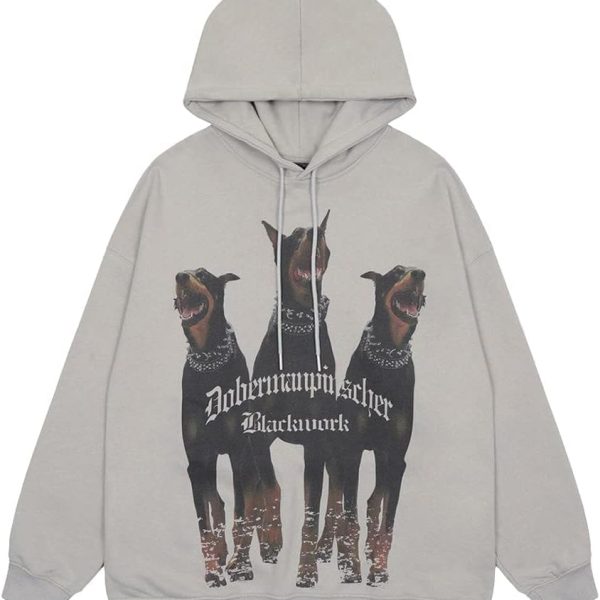 COOLMONAR Womens Carton Graphic Hoodie Streetwear Print Causal Loose Oversized Hooded Sweatshirts Top E-Girl 90s Aesthetic Jacket