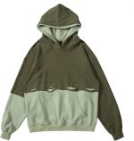 HLGLQZ Fake 2 Hoodies Double Hooded Hollow Out Stitching Pullover Sweatshirt Harajuku Vintage Pullover Oversize Sweater with Pocket