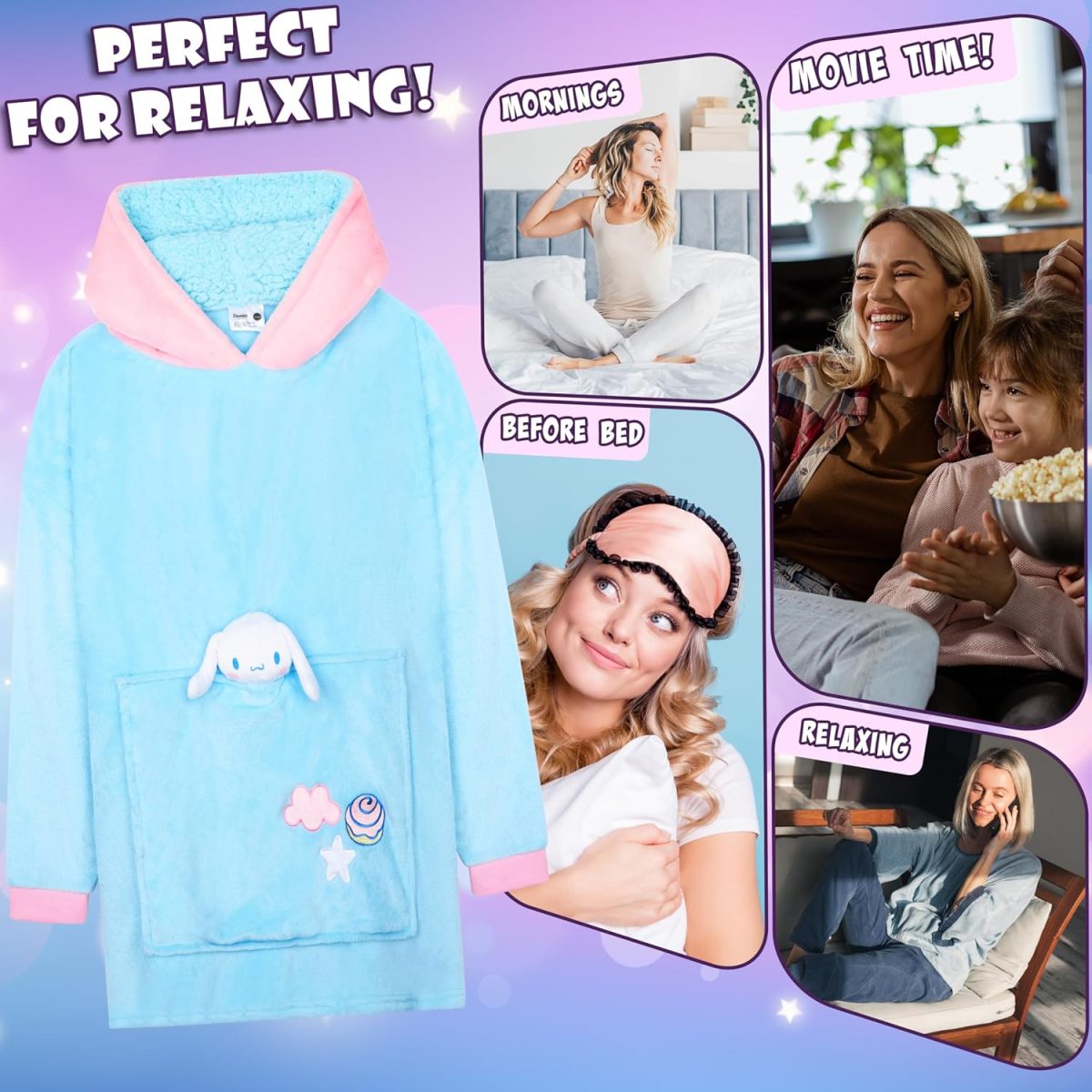 ⁦Hello Kitty Sanrio Girls Zip Up Hoodie for Toddlers and Big Girls - White, Red, Grey, Pink, Blush Pink, Hot Pink or Rainbow⁩ - الصورة ⁦2⁩
