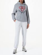 ⁦Love Moschino Women's Regular Fit Hoodie with Chained Hearts Print Sweatshirt⁩ - الصورة ⁦2⁩