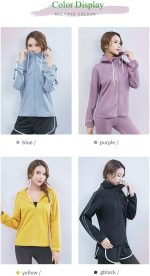 ⁦TOEE Women Sweatshirts Sports Running Jackets Womens Zipper Gym Yoga Hoodies Long Sleeve Breathable Fitness Workout Jogging Sportswear Tops (Color : Purple, Size : X-Large)⁩ - الصورة ⁦2⁩