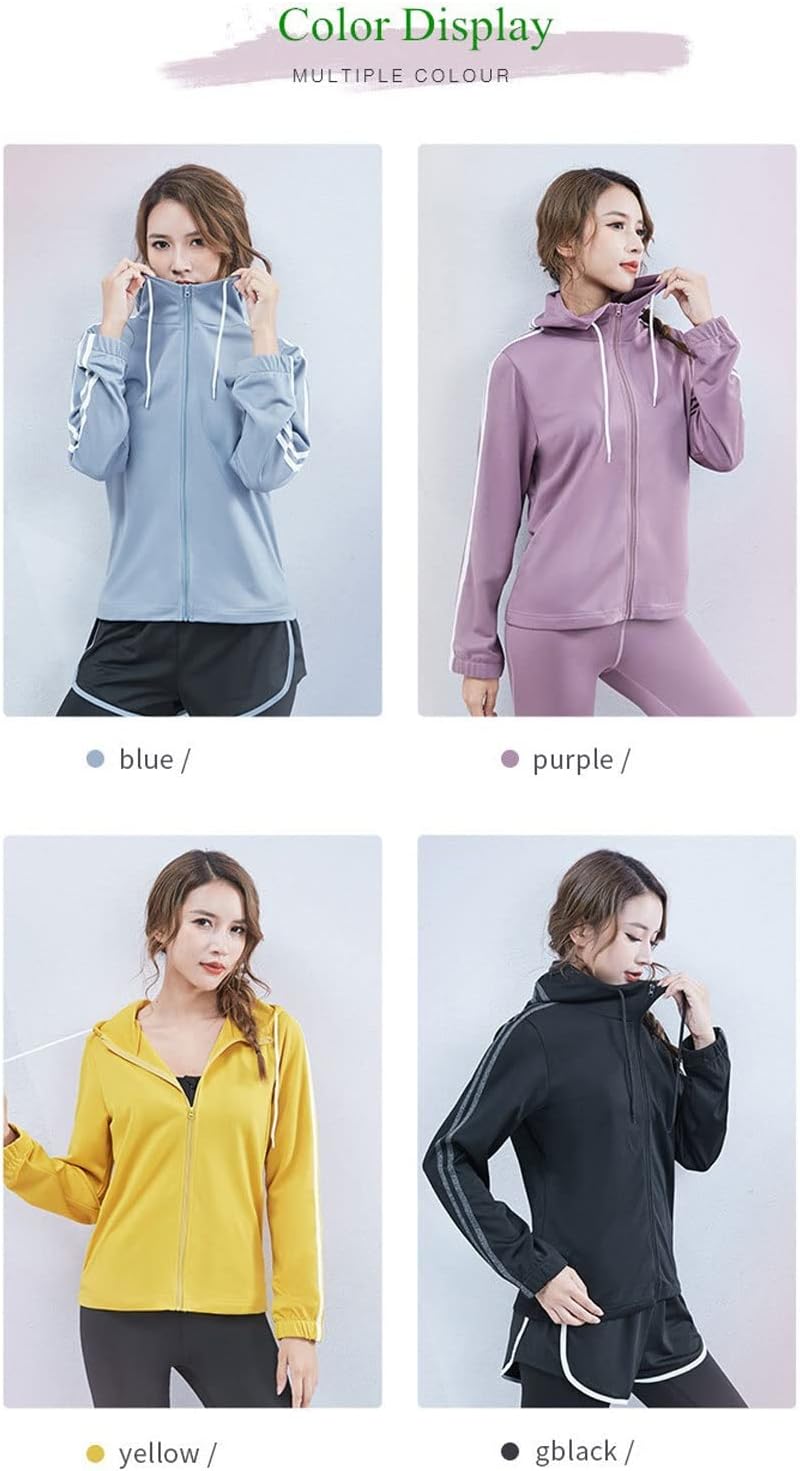 ⁦TOEE Women Sweatshirts Sports Running Jackets Womens Zipper Gym Yoga Hoodies Long Sleeve Breathable Fitness Workout Jogging Sportswear Tops (Color : Purple, Size : X-Large)⁩ - الصورة ⁦2⁩