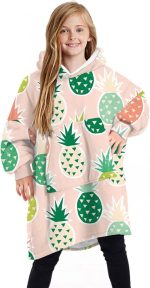 بطانية تي في ليزي بغطاء للراس، بطانية بغطاء راس قابلة للارتداء، سويت شيرت بغطاء للراس لمشاهدة التلفزيون في الشتاء، بطانية كبيرة الحجم قابلة للارتداء للبالغين والمراهقين، جيب كبير (للاطفال)