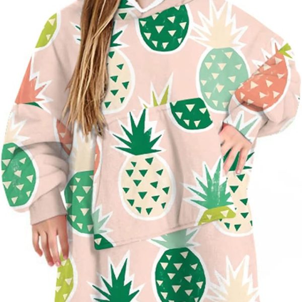 بطانية تي في ليزي بغطاء للراس، بطانية بغطاء راس قابلة للارتداء، سويت شيرت بغطاء للراس لمشاهدة التلفزيون في الشتاء، بطانية كبيرة الحجم قابلة للارتداء للبالغين والمراهقين، جيب كبير (للاطفال)