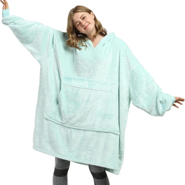 سويت شيرت بطانية بغطاء راس بمقاس كبير جدًا من كاتالونيا، بلوفر صوف عملاق بجيب امامي كبير، دفاية فائقة النعومة للبالغين الرجال النساء والمراهقين والاطفال والزوجة والصديقة، ياقة عالية جدًا