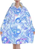 سويت شيرت بطانية، هودي كبير الحجم، فلانيل دافئ ومريح، مناسب للبالغين من الرجال والنساء