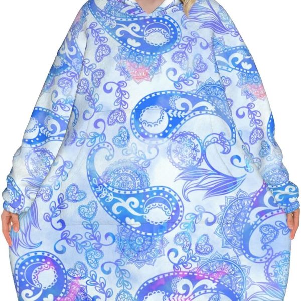 سويت شيرت بطانية، هودي كبير الحجم، فلانيل دافئ ومريح، مناسب للبالغين من الرجال والنساء