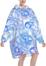 ⁦سويت شيرت بطانية، هودي كبير الحجم، فلانيل دافئ ومريح، مناسب للبالغين من الرجال والنساء⁩ - الصورة ⁦2⁩