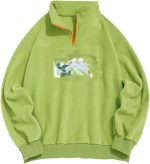 سويت شيرت بغطاء للرأس واكمام طويلة بالوان مريحة من بولكا، سويت شيرت برقبة عالية وسحاب ربع ربع سحّاب للخريف والشتاء (المقاس: XXL)