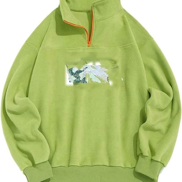 سويت شيرت بغطاء للرأس واكمام طويلة بالوان مريحة من بولكا، سويت شيرت برقبة عالية وسحاب ربع ربع سحّاب للخريف والشتاء (المقاس: XXL)