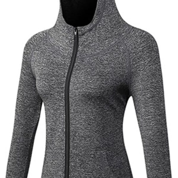 سويت شيرت حريمي من TOEE سترات رياضية للجري وصالة الألعاب الرياضية سترة طويلة الأكمام سترة يوجا جيدة التهوية قميص رياضي للنساء قميص رياضي للركض في الهواء الطلق (اللون: رمادي، المقاس: X-Large)