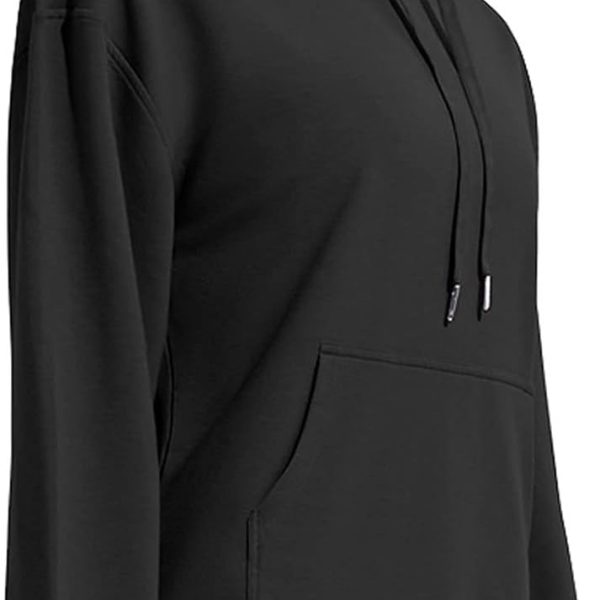 سويت شيرت للنساء من توي للخريف والشتاء، سترة رياضية جديدة باكمام طويلة دافئة فضفاضة للركض والرياضة في الهواء الطلق واللياقة البدنية والترفيه (اللون: اسود، المقاس: L)