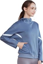 سويت شيرتات رياضية للنساء سترات جري للنساء قمصان رياضية طويلة الأكمام ملابس رياضية ربيع الخريف وتمارين الركض (اللون: أزرق، المقاس: كبير)