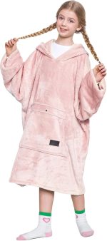 كاتالونيا كبيرة الحجم بطانية هودي البلوز ، البلوز الصوف مع جيب أمامي كبير ، للبالغين الرجال النساء, بينك كيد, Youth، ياقة عالية جدًا