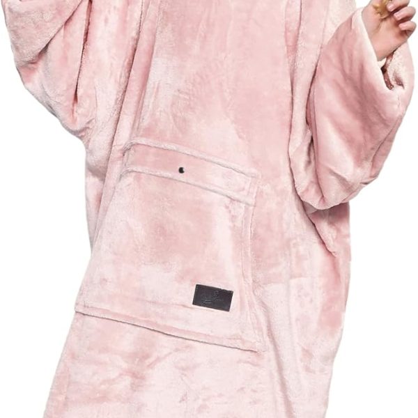 كاتالونيا كبيرة الحجم بطانية هودي البلوز ، البلوز الصوف مع جيب أمامي كبير ، للبالغين الرجال النساء, بينك كيد, Youth، ياقة عالية جدًا