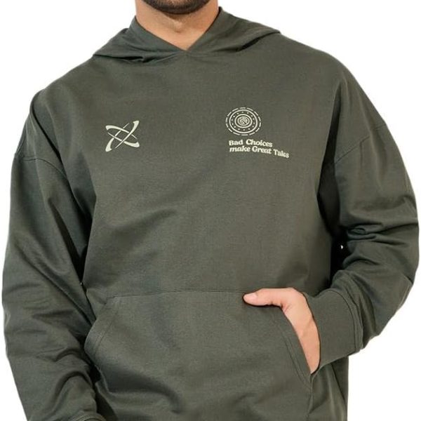 هودي كبير الحجم مطبوع عليه رسومات امامية وخلفية للرجال من ستايلي