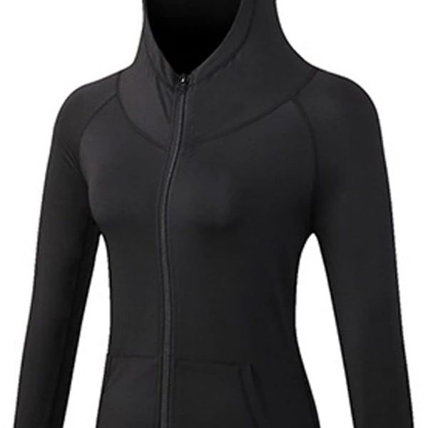 سويت شيرت حريمي من TOEE سترات رياضية للجري وصالة الألعاب الرياضية بأكمام طويلة سترة يوجا مسامية قميص رياضي للنساء قميص رياضي رياضي في الهواء الطلق (اللون: أسود، المقاس: كبير)
