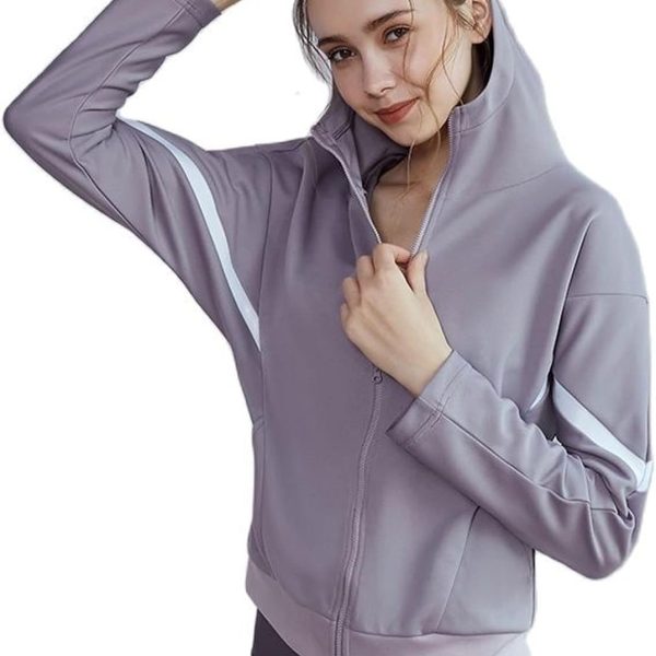 سويت شيرت حريمي من TOEE سترات رياضية للجري للسيدات قمصان رياضية طويلة الأكمام قمصان رياضية للربيع والخريف واللياقة البدنية والركض (اللون: أرجواني فاتح، المقاس: XX-Large)