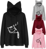 ⁦هودي كبير الحجم للفتيات المراهقات بتصميم اذني قطة للنساء، سويت شيرت نسائي مقاس كبير، بلوفر بغطاء للراس كاجوال⁩ - الصورة ⁦2⁩