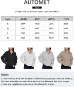 ⁦سويت شيرت نسائي عصري قصير من الصوف للخريف والشتاء، بلوفر فضفاض بنصف سحاب بلون بني مقاس XXL⁩ - الصورة ⁦3⁩