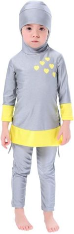 ⁦ملابس سباحة اسلامية للبنات والاطفال لكامل الجسم بعامل حماية من الاشعة فوق البنفسجية 50 بوركيني بحجاب اسلامي البوليستر⁩ - الصورة ⁦2⁩