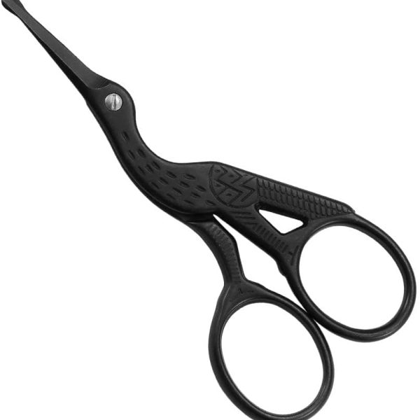 ماكينة تشذيب شعر الانف بطرف مستدير من بوكيلا، مقص احترافي من الستانلس ستيل المطلي بالتيتانيوم الاسود لازالة الشعر