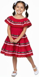 ⁦فستان مكسيكي تقليدي للبنات سينكو دي مايو فييستا من يونيك، مقاس 2-14، قطن⁩ - الصورة ⁦2⁩