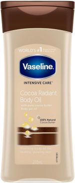زيت جل للجسم من فازلين لحبس الرطوبة وإنعاش البشرة الجافة مع امتصاص سريع وملمس غير دهني، برائحة الكاكاو، 6.8 أونص