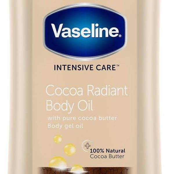 زيت جل للجسم من فازلين لحبس الرطوبة وإنعاش البشرة الجافة مع امتصاص سريع وملمس غير دهني، برائحة الكاكاو، 6.8 أونص