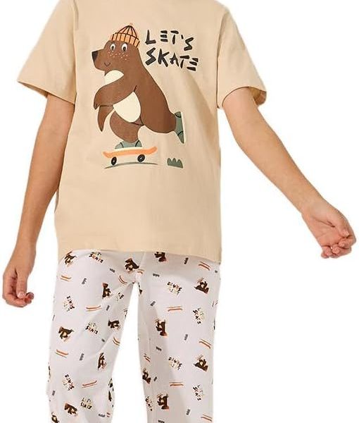 Styli Boys Printed Round Neck T-Shirt And Pyjama Set