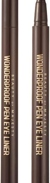 قائمة المواد قلم تحديد عيون سائل مقاوم للماء يدوم طويلا وسهل الجفاف وسريع الجفاف من وندربروف، بني داكن، غير لامع