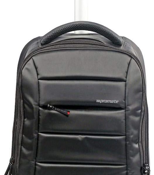 بروميت شنطة بعجلات عالية الحجم وشديدة التحمل لاجهزة اللابتوب, أسود, كلاسيكي، بوليستر