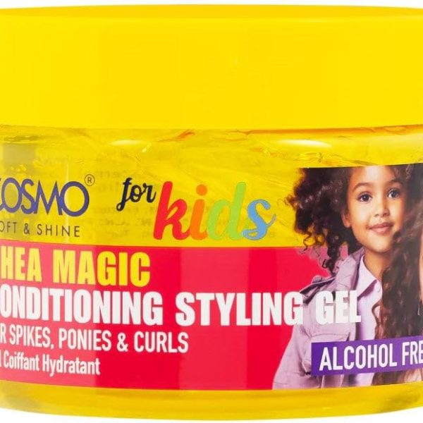 جل تصفيف الشعر سوفت اند شاين شيا ماجيك من كوزمو للعناية بالشعر للاطفال، 325 غرام - 10.9 اونصة، للمسامير والمهور والتجعيدات بدون تركيبة دهنية، تركيبة لطيفة ومغذية، خال من الكحول