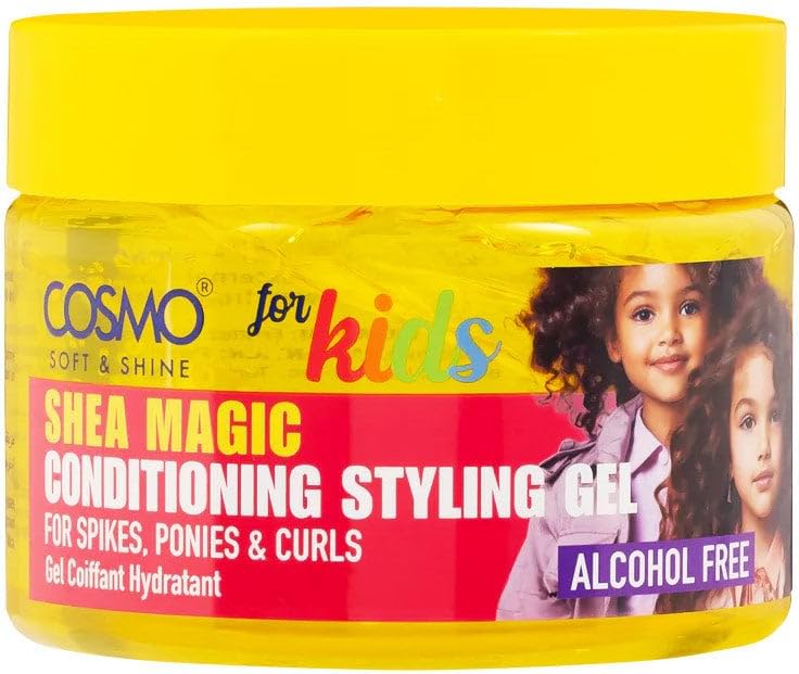 51Vn-A8eL5L._AC_SL1200_.jpg جل تصفيف الشعر سوفت اند شاين شيا ماجيك من كوزمو للعناية بالشعر للاطفال، 325 غرام - 10.9 اونصة، للمسامير والمهور والتجعيدات بدون تركيبة دهنية، تركيبة لطيفة ومغذية، خال من الكحول