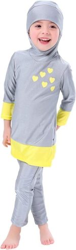 ملابس سباحة اسلامية للبنات والاطفال لكامل الجسم بعامل حماية من الاشعة فوق البنفسجية 50 بوركيني بحجاب اسلامي البوليستر